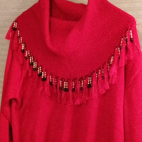 Dress Barn Metallic Dark Red Sweater ❤️🥀🦀 - Picture 2 of 9